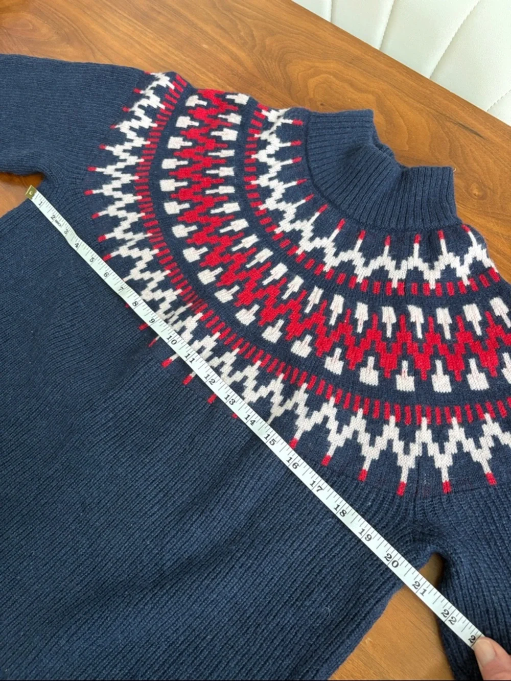 J Crew Navy Fair Isle Mockneck Sweater Size Medium BM179